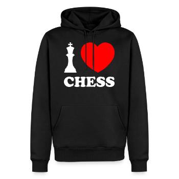 I love Chess Schach Schachspieler - Männer Premium Bio Hoodie - Schwarz - Vorne - Nico (187cm)