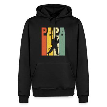 Retro Papa Feuerwehr T-Shirt Feuerwehrmann - Männer Premium Bio Hoodie - Schwarz - Vorne - Nico (187cm)