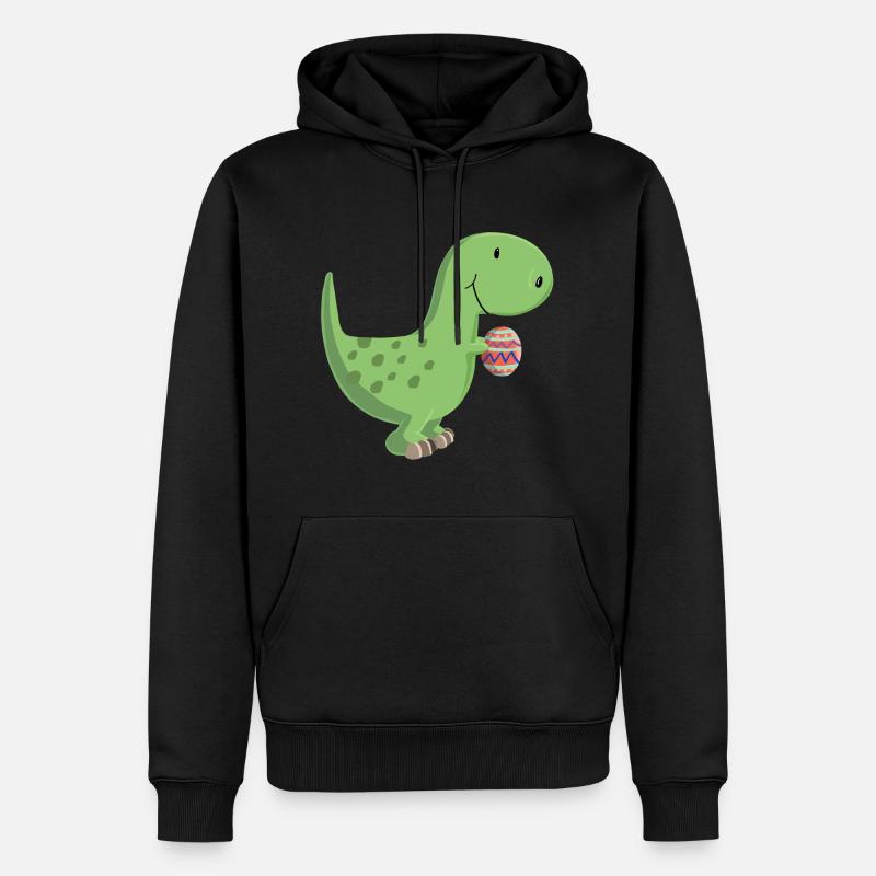 Dino mit Ei - Männer Premium Bio Hoodie - Schwarz