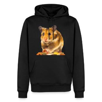 I am hamster - Sweat à capuche Premium bio Homme - noir - Devant - Nico (187cm)