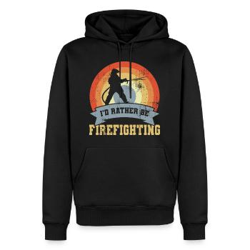 Funny Fire Brigade Saying - Men’s Premium Organic Hoodie - black - Front - Nico (187cm)