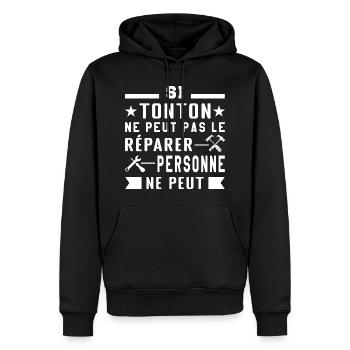 Si tonton ne peut pas le réparer personne ne peut - Sweat à capuche Premium bio Homme - noir - Devant - Nico (187cm)