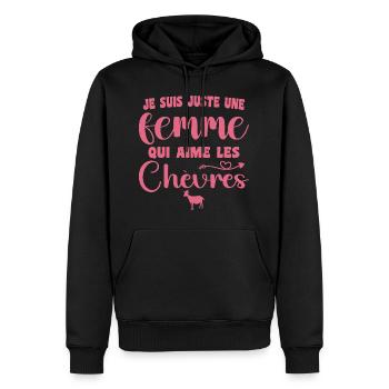 Je Suis Juste Une Femme Qui Aime Les Chèvres - Sweat à capuche Premium bio Homme - noir - Devant - Nico (187cm)
