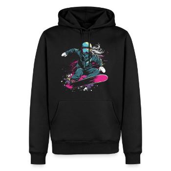 Graphique du snowboarder - Sweat à capuche Premium bio Homme - noir - Devant - Nico (187cm)
