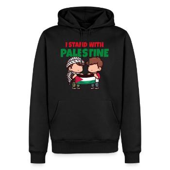 I stand with Palestine. Friends with flag Keffiyeh - Sweat à capuche Premium bio Homme - noir - Devant - Nico (187cm)