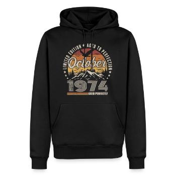October 1974 Birthday Gift - October 1974 - Men’s Premium Organic Hoodie - black - Front - Nico (187cm)
