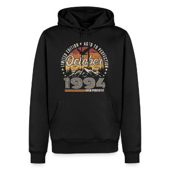 Octobre 1994 Cadeau Anniversaire - Octobre 1994 - Sweat à capuche Premium bio Homme - noir - Devant - Nico (187cm)