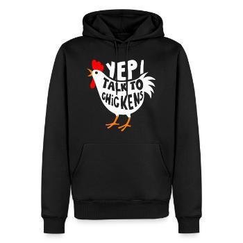 yep i talk to Chickens - Sweat à capuche Premium bio Homme - noir - Devant - Nico (187cm)