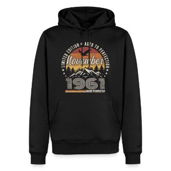 Legenden November 1961 Jahrgang November 1961 Ret. - Männer Premium Bio Hoodie - Schwarz - Vorne - Nico (187cm)