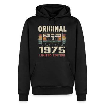 Cadeau D'anniversaire Décembre 1975 - Sweat à capuche Premium bio Homme - noir - Devant - Nico (187cm)