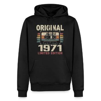 Mars 1971 Vintage mars 1971 - Sweat à capuche Premium bio Homme - noir - Devant - Nico (187cm)
