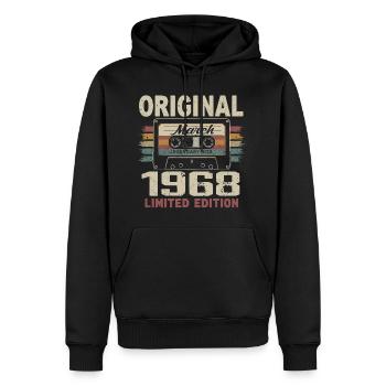 Mars 1968 Vintage mars 1968 - Sweat à capuche Premium bio Homme - noir - Devant - Nico (187cm)