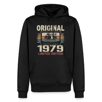 März 1979 Vintage März 1979 - Männer Premium Bio Hoodie - Schwarz - Vorne - Nico (187cm)