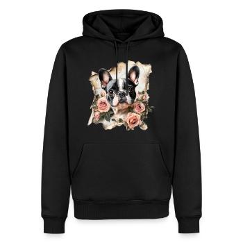 Bouledogue français - Sweat à capuche Premium bio Homme - noir - Devant - Nico (187cm)