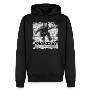 Parkour - Men’s Premium Organic Hoodie - black - Front - Nico (187cm)