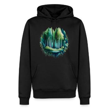 Wald Langbaum Naturmalerei-Druck - Männer Premium Bio Hoodie - Schwarz - Vorne - Nico (187cm)