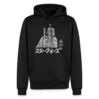 Star Wars: Mandalorian Boba Fett & Schriftzeichen  - Männer Premium Bio Hoodie - Schwarz - Vorne - Nico (187cm)