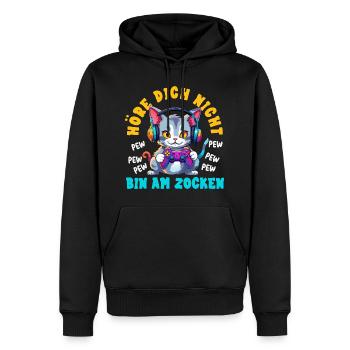 Höre Dich Nicht Bin Am Zocken Süße Katze Gamer - Männer Premium Bio Hoodie - Schwarz - Vorne - Nico (187cm)