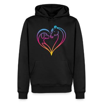 Pferd Hund Herz - Männer Premium Bio Hoodie - Schwarz - Vorne - Nico (187cm)