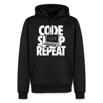 Code Sleep Repeat Programmer - Men’s Premium Organic Hoodie - black - Front - Nico (187cm)