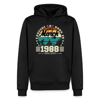 Mars 1988. Cadeau d'anniversaire mars 1988. - Sweat à capuche Premium bio Homme - noir - Devant - Nico (187cm)