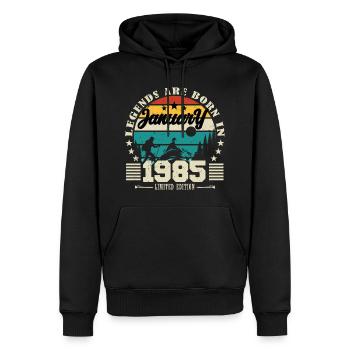 January 1985. Birthday gift January 1985. - Men’s Premium Organic Hoodie - black - Front - Nico (187cm)