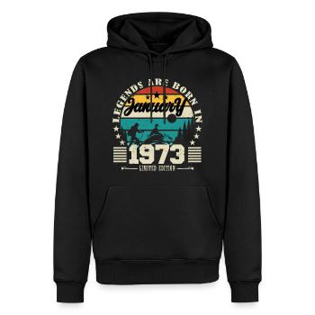 Januar 1973. Geburtstagsgeschenk Januar 1973. - Männer Premium Bio Hoodie - Schwarz - Vorne - Nico (187cm)