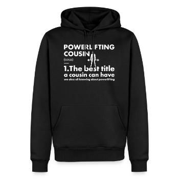 Sport Cousin Powerlifting - Men’s Premium Organic Hoodie - black - Front - Nico (187cm)