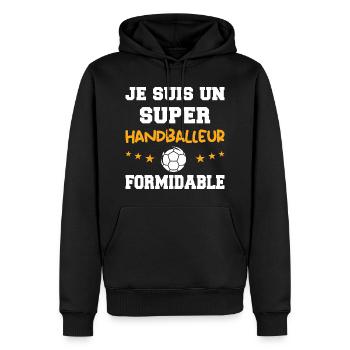 Super Handballeur Formidable Handball Humour - Sweat à capuche Premium bio Homme - noir - Devant - Nico (187cm)