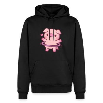 Cochon mignon avec cerceau - Sweat à capuche Premium bio Homme - noir - Devant - Nico (187cm)