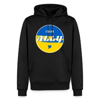Ukraine ALLY - Männer Premium Bio Hoodie - Schwarz - Vorne - Nico (187cm)
