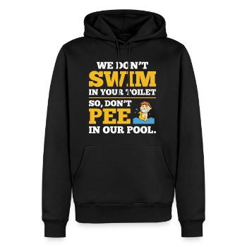 Maître nageur T-shirt Dont Pee - Sweat à capuche Premium bio Homme - noir - Devant - Nico (187cm)