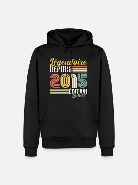 Légendaire Depuis 2015 - Sweat à capuche Premium bio Homme - noir