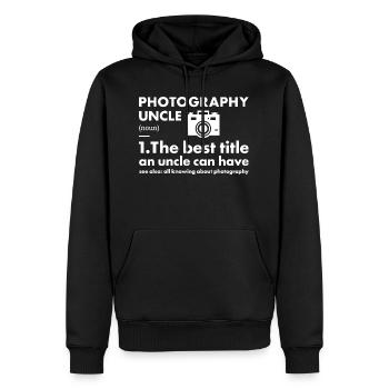 Photographe Oncle Définition Photographie - Sweat à capuche Premium bio Homme - noir - Devant - Nico (187cm)
