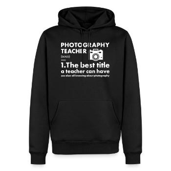 Photographe Enseignant Définition Photographie - Sweat à capuche Premium bio Homme - noir - Devant - Nico (187cm)