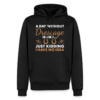 Cavalier Une journée sans dressage - Sweat à capuche Premium bio Homme - noir - Devant - Nico (187cm)
