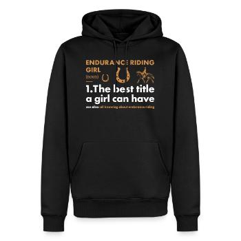 Rider Girl Definition Endurance Riding - Männer Premium Bio Hoodie - Schwarz - Vorne - Nico (187cm)