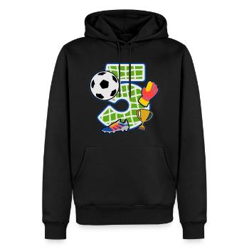 Football 5ème anniversaire numéro 5 - 5 ans - Sweat à capuche Premium bio Homme - noir - Devant - Nico (187cm)