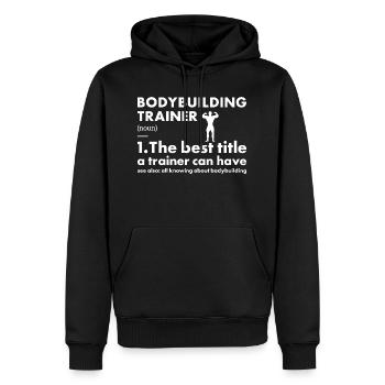 Sport Trainer Definition Bodybuilding - Männer Premium Bio Hoodie - Schwarz - Vorne - Nico (187cm)