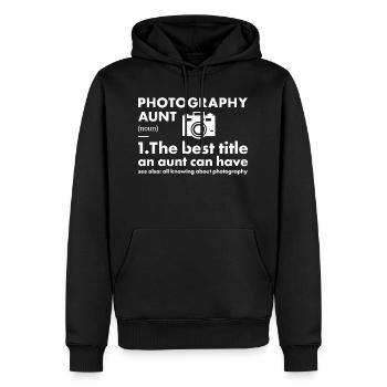 Photographe Tante Définition Photographie - Sweat à capuche Premium bio Homme - noir - Devant - Nico (187cm)