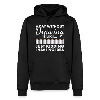 Tiroir Un jour sans dessin - Sweat à capuche Premium bio Homme - noir - Devant - Nico (187cm)