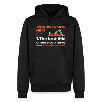 Menuisier Nièce Définition Travail du bois - Sweat à capuche Premium bio Homme - noir - Devant - Nico (187cm)