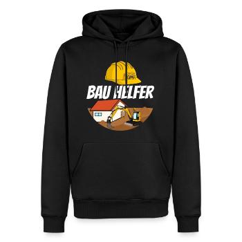 Bauhelfer Baustelle - Männer Premium Bio Hoodie - Schwarz - Vorne - Nico (187cm)