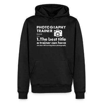 Photographe Formateur Définition Photographie - Sweat à capuche Premium bio Homme - noir - Devant - Nico (187cm)