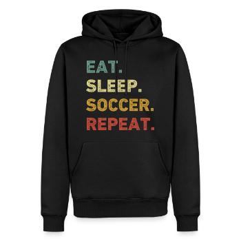 Essen Schlaf Fußball Wiederholung Retro Lustiger Fußball - Männer Premium Bio Hoodie - Schwarz - Vorne - Nico (187cm)