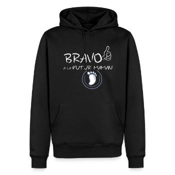 Bravo a la futur maman. Félicitation ! - Sweat à capuche Premium bio Homme - noir - Devant - Nico (187cm)