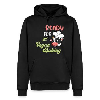 Prêt pour la cuisson végétalienne - Sweat à capuche Premium bio Homme - noir - Devant - Nico (187cm)