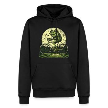 Cottagecore Frosch am Fahrrad - Männer Premium Bio Hoodie - Schwarz - Vorne - Nico (187cm)