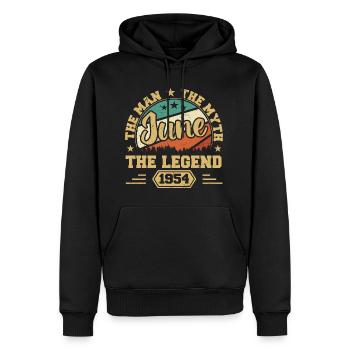 June 1954 The Man, The Myte, The legend, Juni 1954 - Männer Premium Bio Hoodie - Schwarz - Vorne - Nico (187cm)
