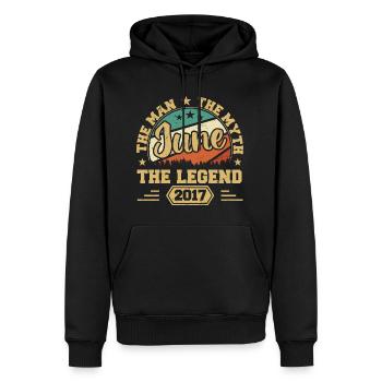 June 2017 The Man, The Myte, The legend, Juni 2017 - Männer Premium Bio Hoodie - Schwarz - Vorne - Nico (187cm)
